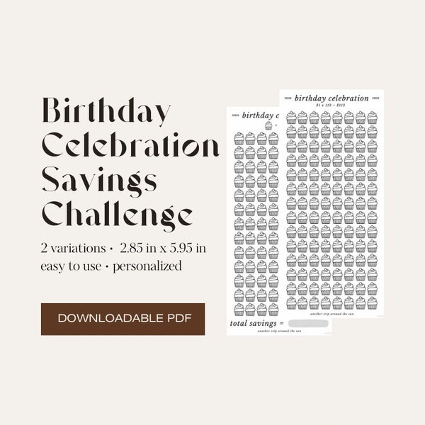 Birthday Celebration Savings Challenge Digital Download PDF, Customizable Cash Stuffing Envelope, Budget Planner, Personal Finance Printable