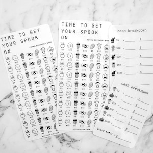 Halloween Savings Challenge and Cash Breakdown Set: Cash Stuffing Card, Spooky Season Budget Tracker