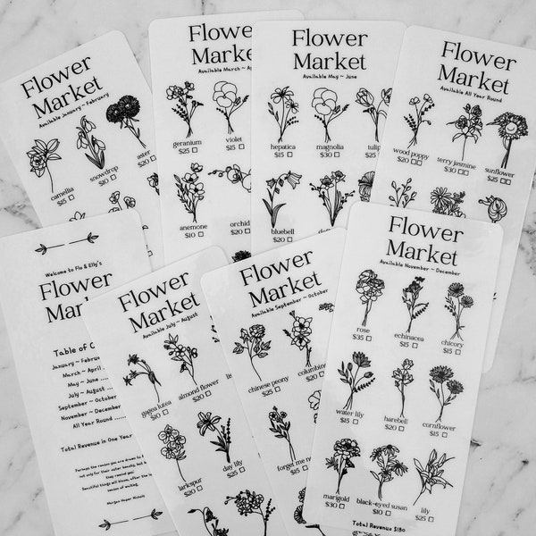 Flower Market Savings Challenge Bundle, Save 1455 in a Year Cash Stuffing Worksheet, Laminated and Reusable Template, Zero Based Budget