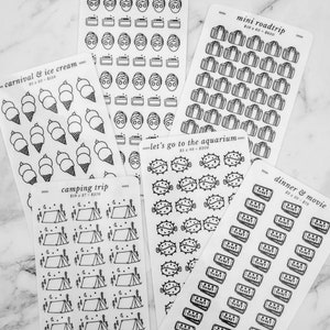 Set of 6 Date Ideas Savings Challenges Bundle, Cute Laminated Reusable Saving Trackers, A6 Budget Planner Insert, Doodle Art, Cash Binders