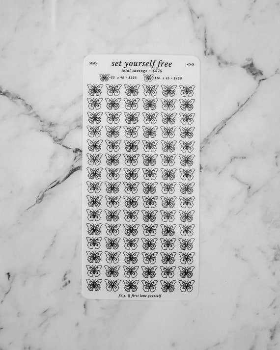 Set Yourself Free Butterfly Savings Challenge, Cash Stuffing System, Laminated Reusable Finance Template, Easy Budgeting and Money Goals