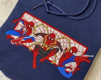 Spiderman Embroidered Sweatshirt,Spiderman Sweatshirt,,Marvel Hoodie,Spiderman Movie,Spiderman,No Way Home,Spiderman Embroidery,Aesthetic cr