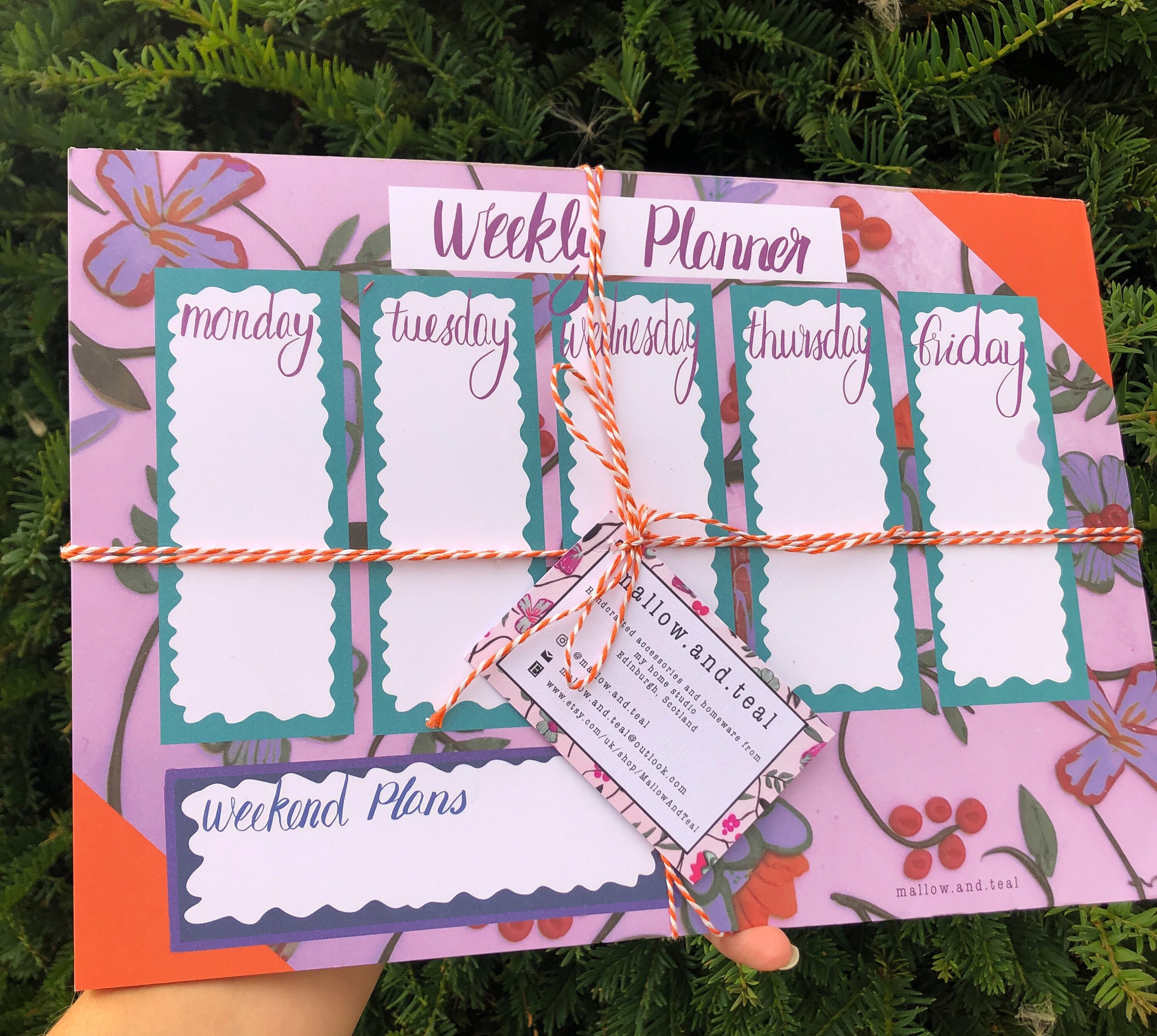 Weekly Planner | A4 Notepad. to Do List, Floral, Polymer Clay Flowers ...