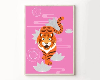 Maximalist decor, tiger print, funky wall art, Maximalist print, funky decor, Maximalist poster, Maximalist Art, Eclectic Home Decor