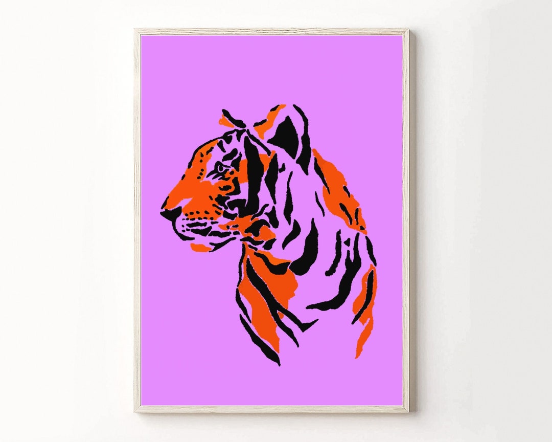 Maximalist Print, Funky Wall Art, Tiger Print, Tiger Poster, Funky