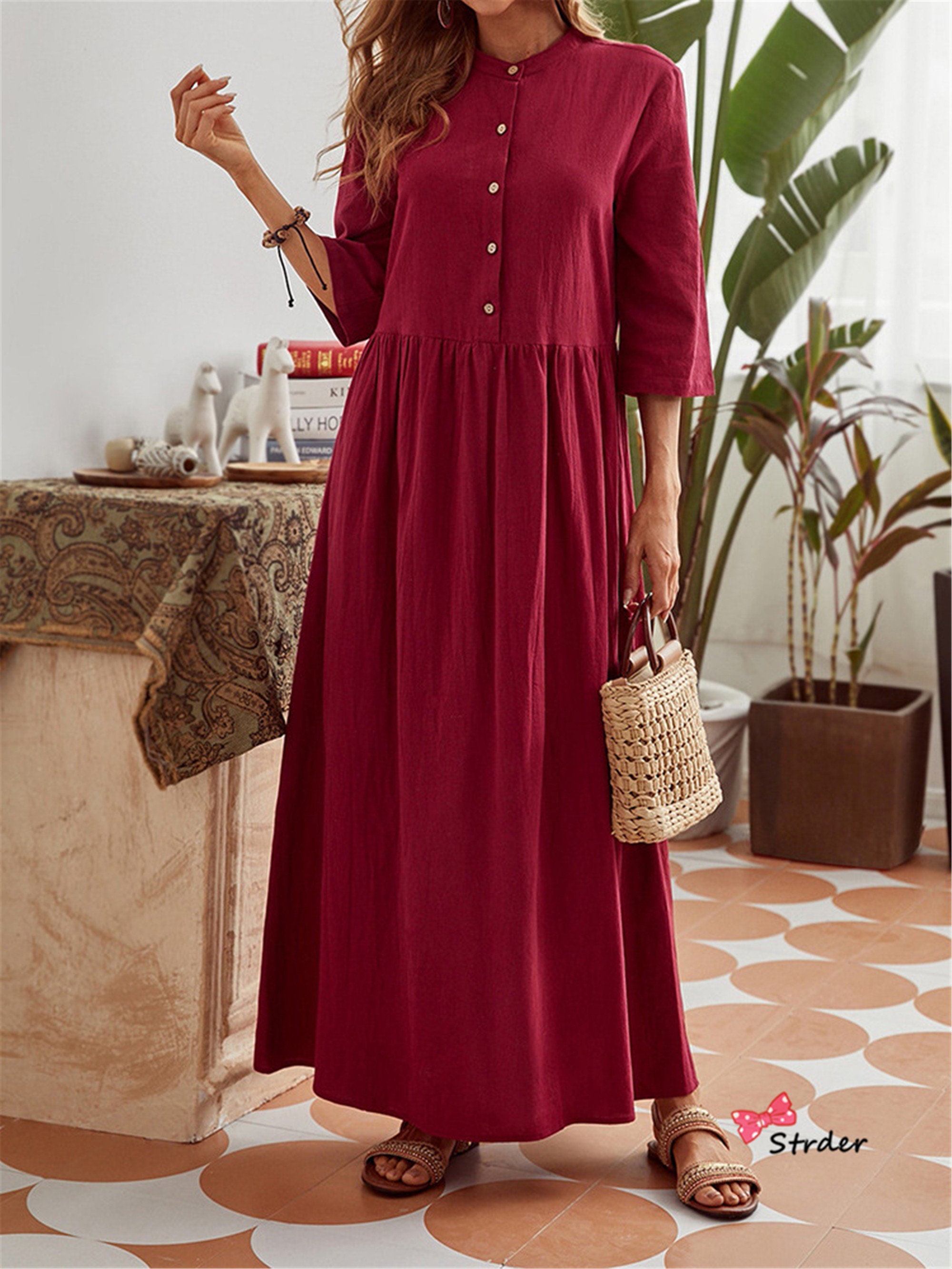 Women's Cotton DressSolid Color Cotton DressesNational Etsy