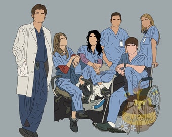 Original Greys Anatomy Cast Digital Art