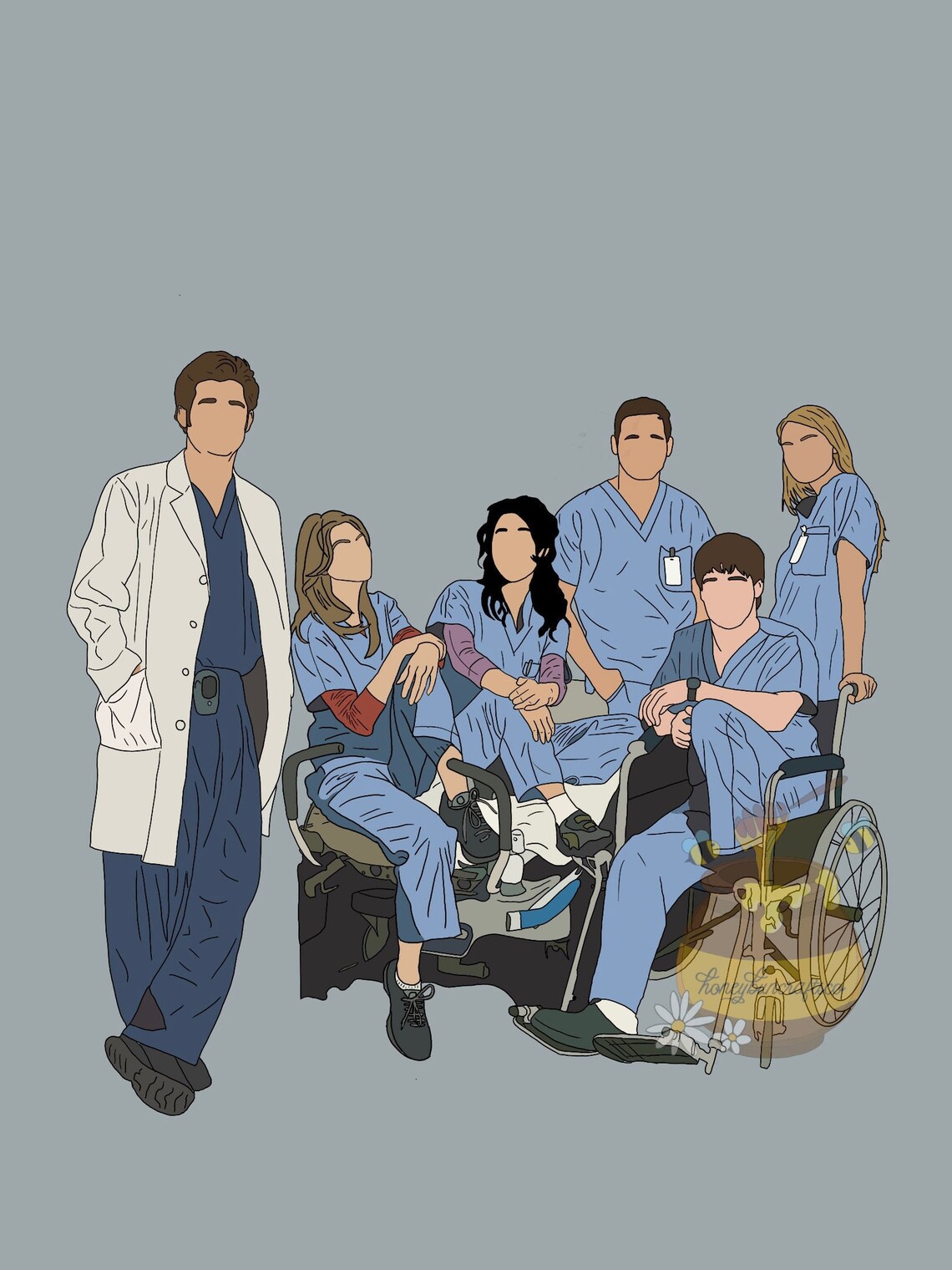 Original Greys Anatomy Cast Digital Art - Etsy