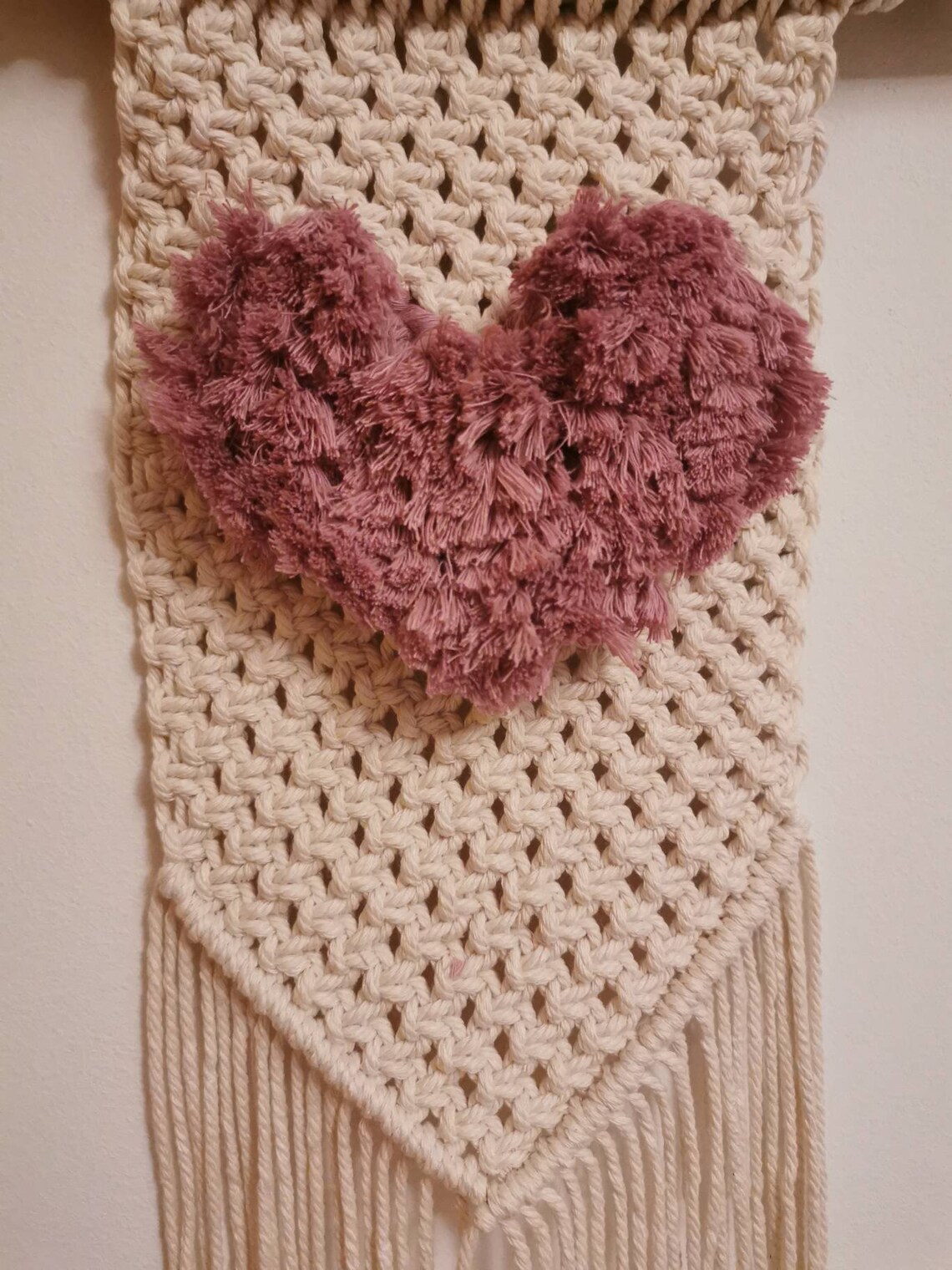 Macrame heart wall hanging fluffy heart. Bohemian style wall Etsy