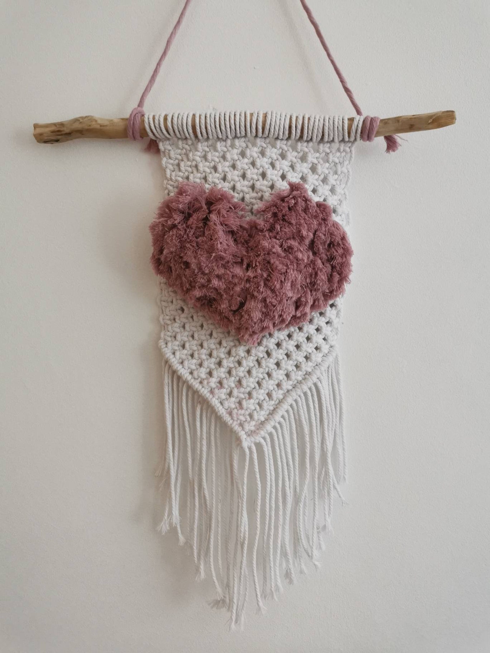 Macrame heart wall hanging fluffy heart. Bohemian style wall Etsy