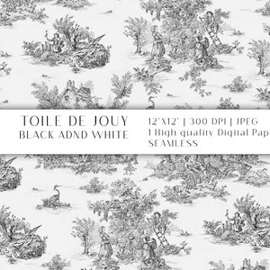 Carta digitale Toile, carta digitale Toile de Jouy, carta digitale classica francese senza soluzione di continuità, carta per scrapbooking, carta per matrimoni vintage