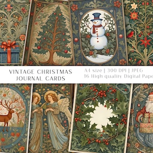vintage Christmas printable art | digital download | Christmas Junk Journal Kit, Christmas Printable, Digital Christmas Kit, Christmas paper