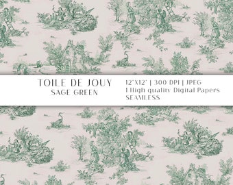 Toile digital paper, toile de Jouy digital paper, classic french seamless digital paper, scrapbooking paper, vintage wedding paper