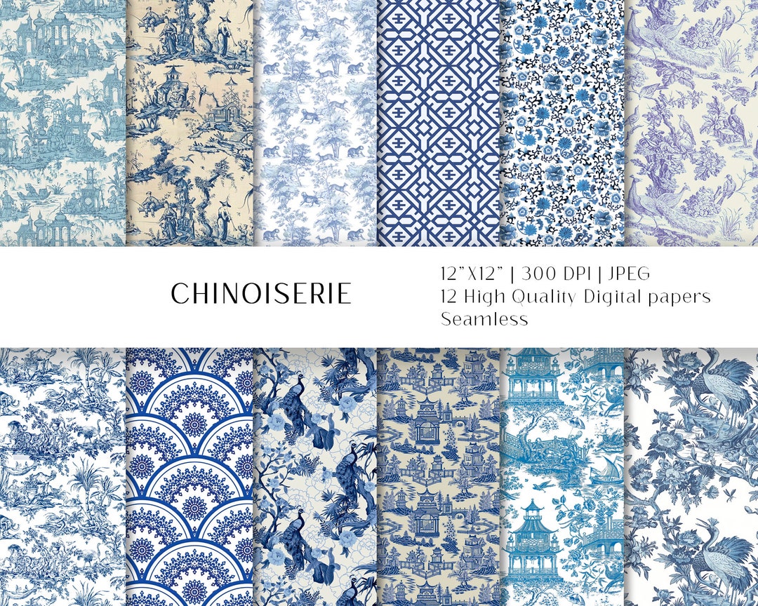 CHINOISERIE Digital Paper, Asian Digital Paper, Oriental Digital Paper ...