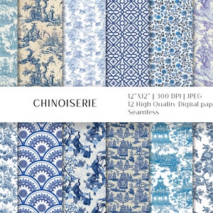 CHINOISERIE digitaal papier, Aziatisch digitaal papier, Oosters digitaal papier, naadloos, decoupage, sublimatie, instant digitale download