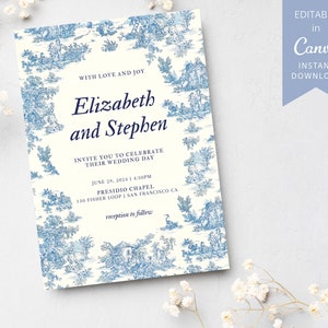 Toile de Jouy Hochzeitseinladung | Hochzeitseinladungen| Druckbare Einladungen, bearbeitbare Einladungen
