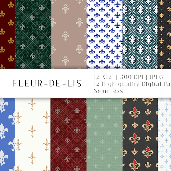 Fleur de Lis Digitaal papier, naadloos, scrapbookingpapier, vintage trouwpapier