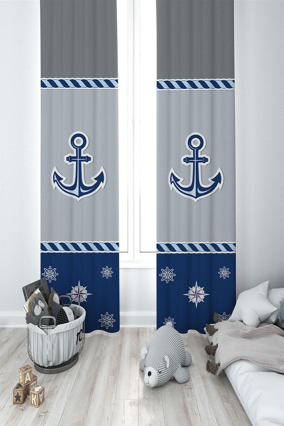 Baby Boy Room Curtain Nursery Curtains Sailor Pattern Baby Etsy