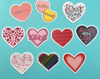 Valentine heart stickers, set of 10