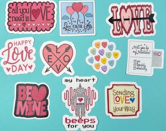 Valentine love stickers, set of 10