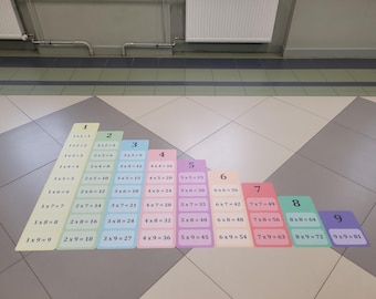 Multiplication Floor Stickers. Times Tables Learning Decal. Educational Math Floor Game. School & Kindergarten Math Activity.