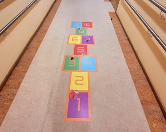 Hopscotch Floor Sticker. Classic Hopscotch Floor Decal. School & Kindergarten Floor Game. Indoor Playground Activity. Educational Play