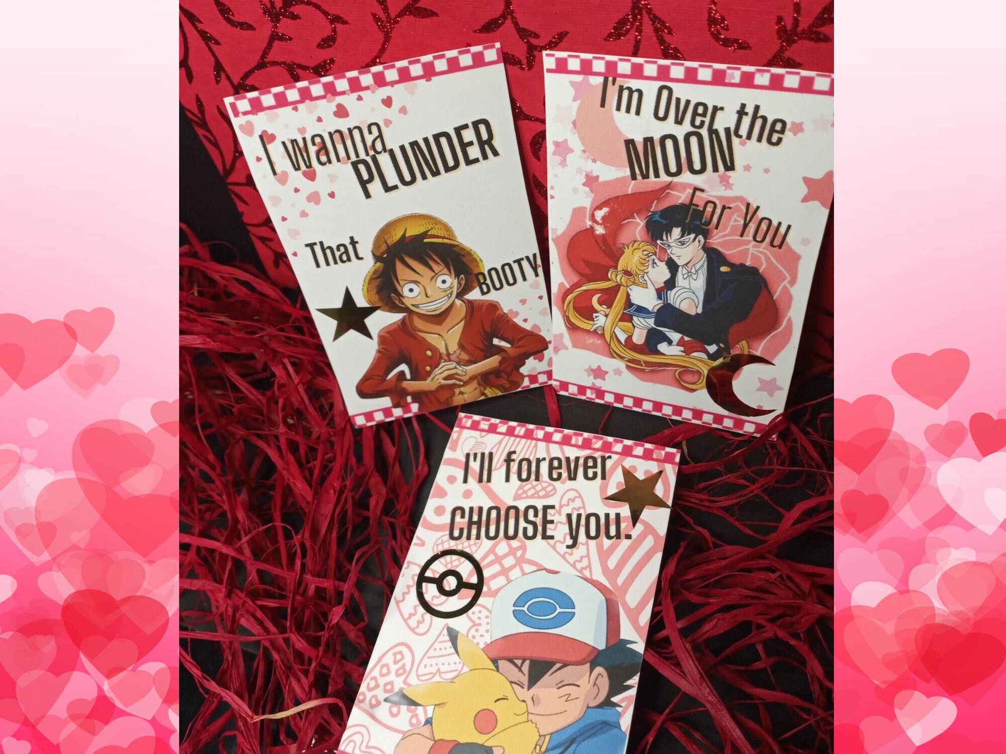Anime Valentine Card Pack, Anime Love Cards, Valentine Cards and ...