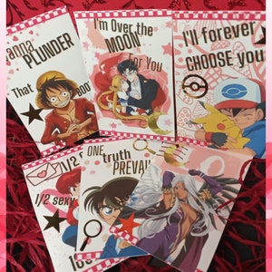 Anime Valentine Card Pack, Anime Love Cards, Valentine Cards and ...