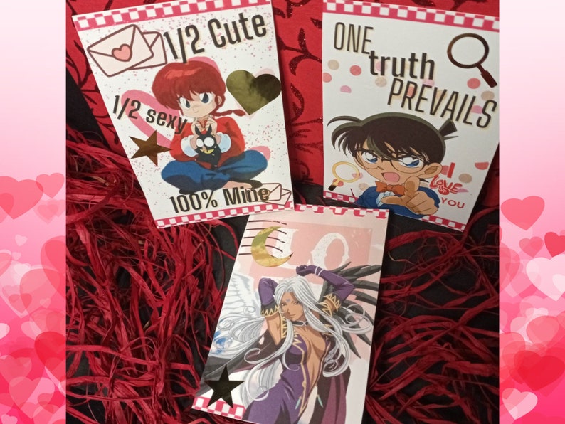 Anime Valentine Card Pack, Anime Love Cards, Valentine Cards and ...