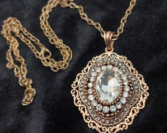 Vintage Style Gemstone Pendant Necklace - Gothic Victorian Jewelry