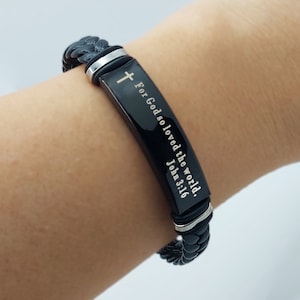 Personalized Bible Verse Bracelet: Vegan Leather Christian Jewelry