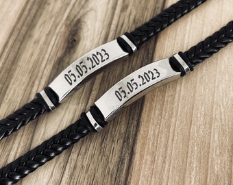 PERSONALIZED COUPLE GIFT / Vegan Leather Couples Boyfriend Girlfriend Matching Bracelet / Anniversary Gift for Partner