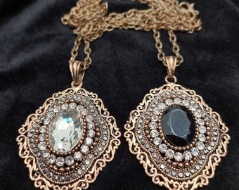 Vintage Style Gemstone Pendant Necklace: Gothic Victorian Jewelry