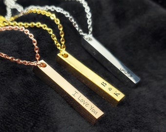 Personalisierte Bar Halskette: Gravur Name, Koordinaten Schmuck