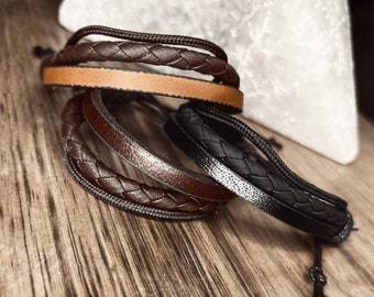 Personalized Braided Leather Bracelet: Adjustable Custom Name Wristband
