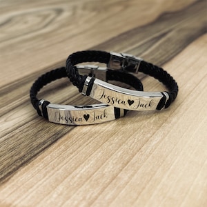 Personalised Couples Bracelet Set (2 pieces) / Engraved Name Jewellery / Customized Couple Gift /  Bracelet for Couples / Gifts for Partner