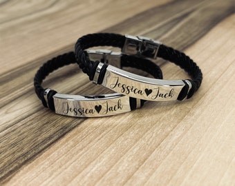 Personalised Couples Bracelet Set (2 pieces) / Engraved Name Jewellery / Customized Couple Gift /  Bracelet for Couples / Gifts for Partner
