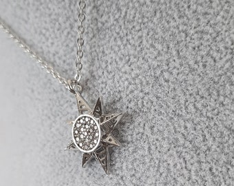 STAR ROUND NECKLACE , Romantic Necklace, Art Jewelry, Trending Jewelry, Gift For Her, Valentines Day Gift.