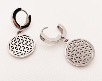 Flower of Life Earrings: Stainless Steel Charm Earrings (10mm)