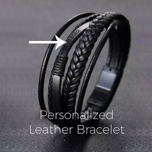 Gepersonaliseerde zwart-bruine leren herenarmband - gegraveerde naamsieraden voor heren - speciaal cadeau voor vriend - verjaardagscadeau voor vriend