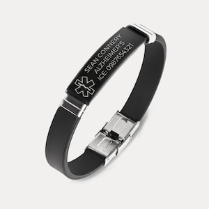 Personalized Medical Alert Bracelet / Custom Waterproof Sport Bracelet / Emergency Alert ID Bracelet / Medical Jewelry for Men