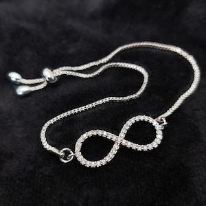 Zirconia Infinity Bracelet: Adjustable Steel Dainty Jewelry