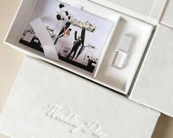 Personalized photo box 4x6&quot;, 5x7&quot;, 6x8&quot; , Photo packaging, USB-box, DIY suede boxes. Packing for photos, Wedding Photo Box, USB case