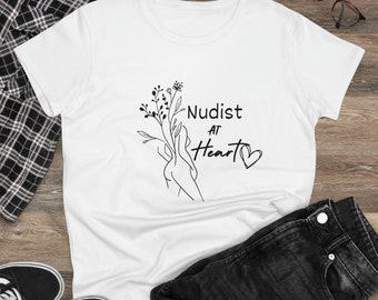Women’s Nudist Shirt | Floral Women’s Nudist | Nudist at Heart | Women’s Cut Shirt Nudist Friendly | Naked Shirt