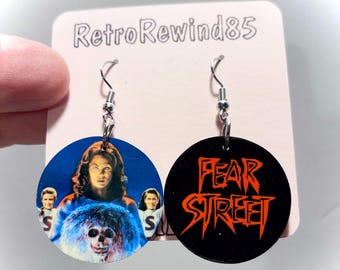 Fear Street Dangle Earring Jewelry For 90's RL Stine Book Cover Art Fandom For Readers