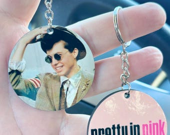 Pretty In Pink Keychain 80's Movie Nostalgia Molly Ringwald Duckie - Round