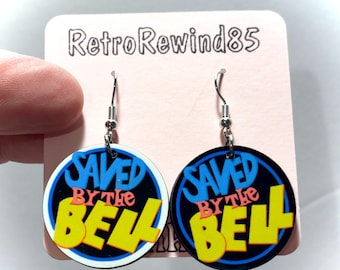 Saved By The Bell Dangle Earrings Retro 90s Teen Television Series Fan Art Vintage Pop Culture