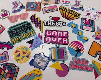 レトロな80年代テーマのマグネット、1980年代のポップカルチャーアート、80年代風ネオン冷蔵庫・ロッカーマグネット、パーティーグッズ、ジェネレーションX世代へのクールなギフト