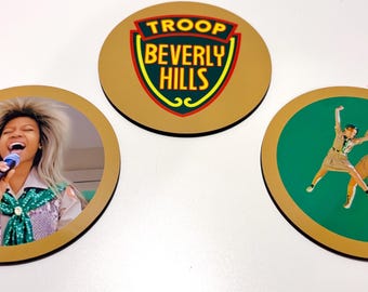 Troop Beverly Hills Drink Coasters – Nostalgic Home Decor 80s 90s movie Great For Gifts - Wooden Glossy Beverage Coasters
