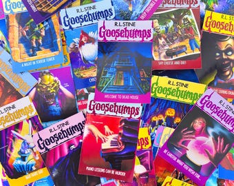 Gåshuds-klistermärken RL Stine Bokomslag 90-tals Millennial-thriller Skräck Tonårsromaner Serier Nostalgi Bokklubb Planner Skräppostdagbok Scrapbook